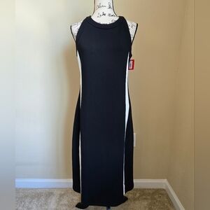 Spanx Aire Side Stripe Midi Dress Womens M Sleeveless Minimalist